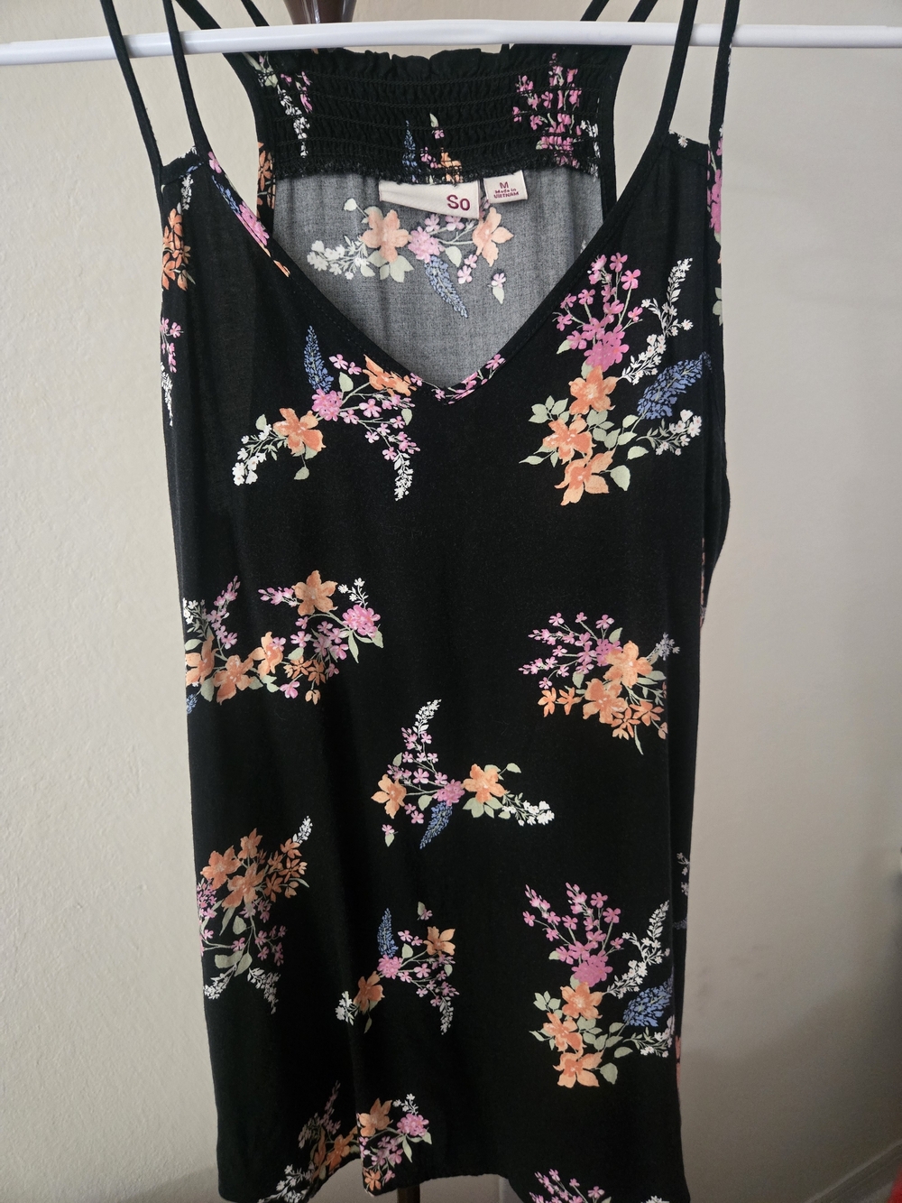 SO Black Floral V-Neck Spaghetti Strap Camisole